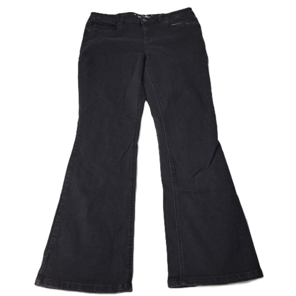 Jeaniologie Womens Bootcut Mid Rise Jeans Size 12 Black Wash Vintage
